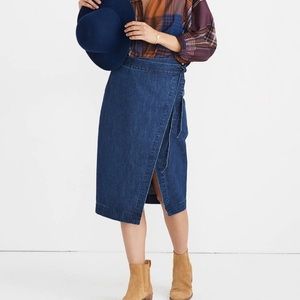 MADEWELL wrap denim pencil skirt